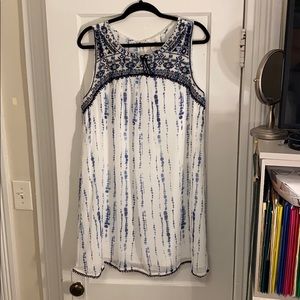 Blue boho tie-dye sleeveless dress